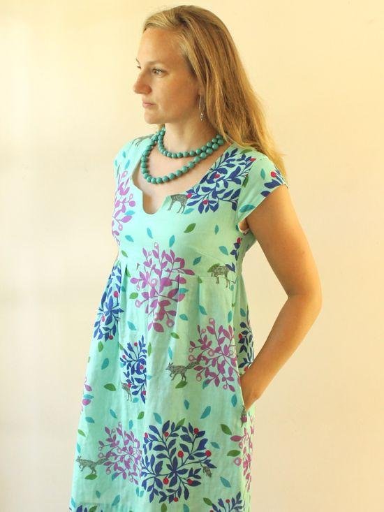 Made by Rae Trillim dress or top with scoop neckline, shirring back, and pockets in cotton fabric
