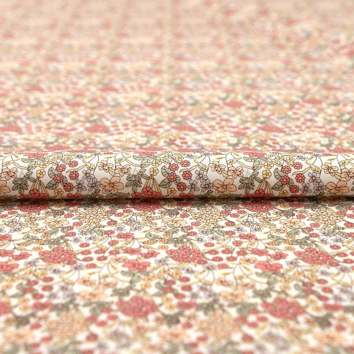Japanese Cotton Poplin Busy Floral Cream Fabric 43-inch Lightweight Material