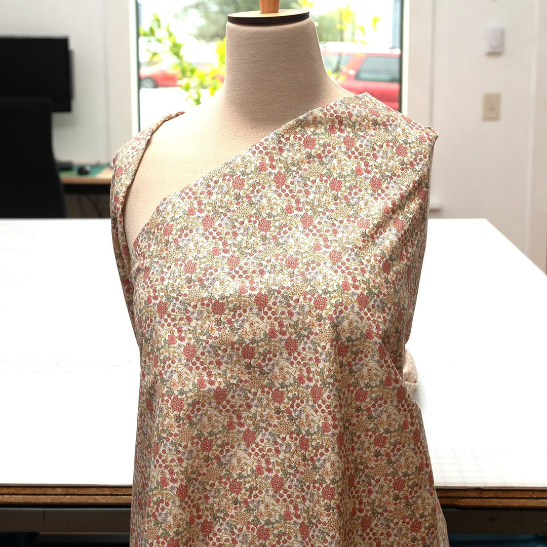 Japanese Cotton Poplin Busy Floral Cream Fabric 43-inch Lightweight Material