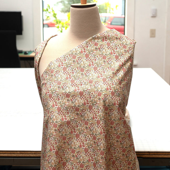 Japanese Cotton Poplin Busy Floral Cream Fabric 43-inch Lightweight Material