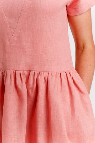 Megan Nielsen Olive sewing pattern for relaxed-fit blouse and dress with V-neck insert, optional patch pocket, and gathered skirt