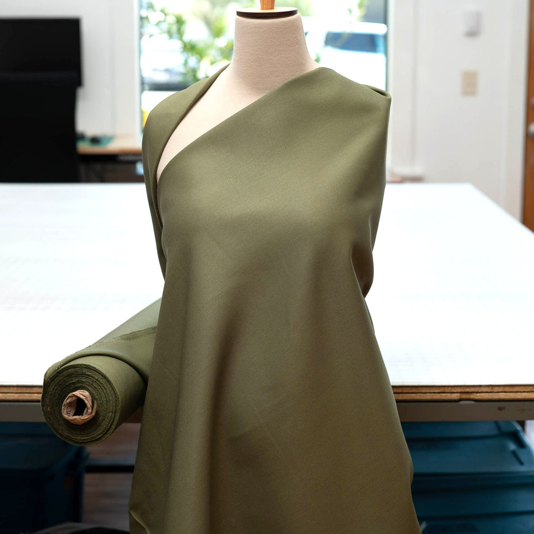 Olive bull denim twill fabric - heavyweight 100% cotton - 54 inch width