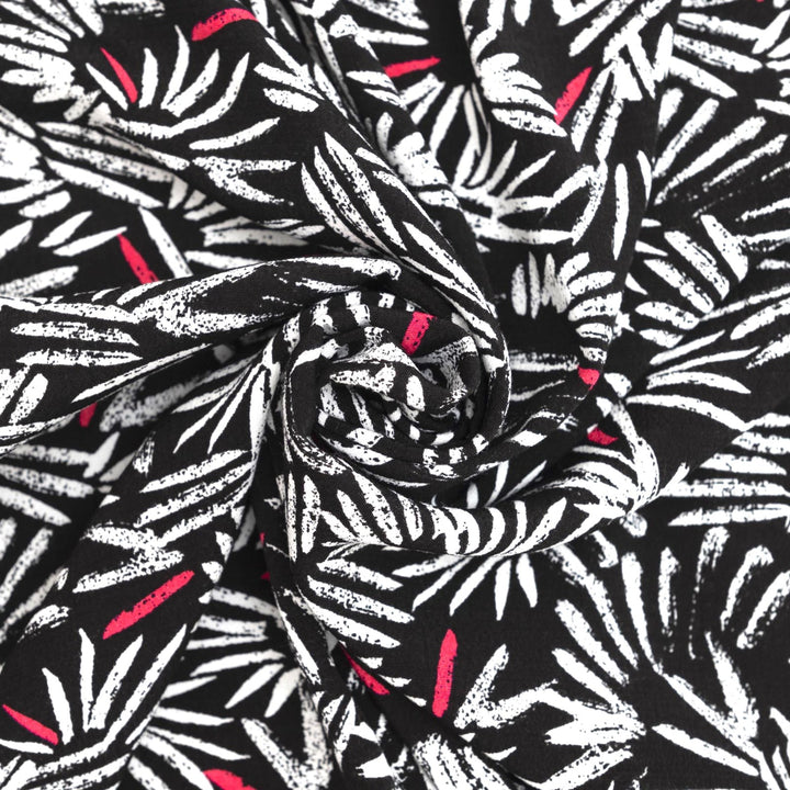 Viscose Crepe - "Black & White Paintbrush"
