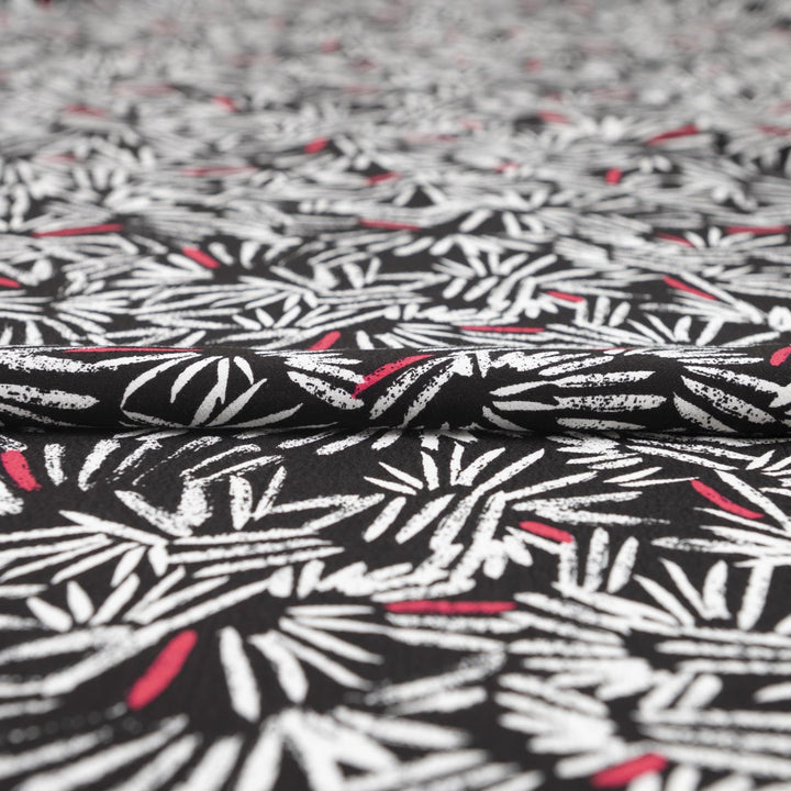 Viscose Crepe - "Black & White Paintbrush"
