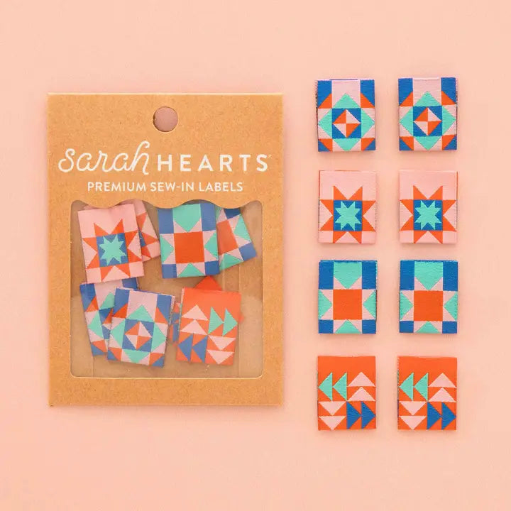 Woven Labels Multipack - Sarah Hearts - Summer Quilt Block