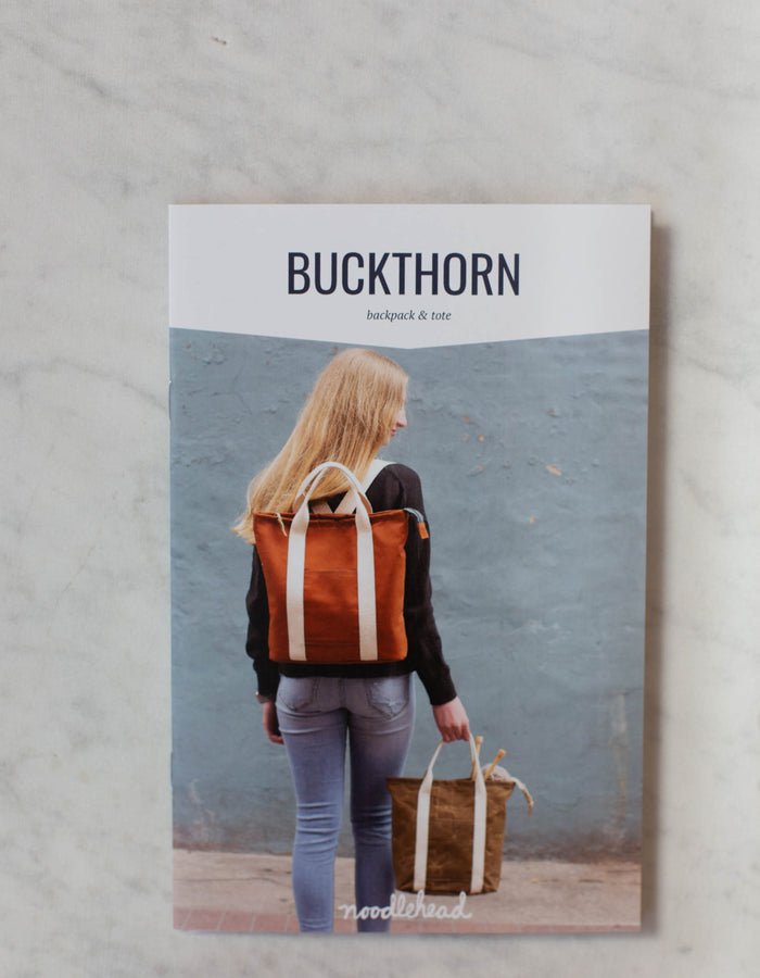 Noodlehead Buckthorn Backpack and Tote sewing pattern for DIY zip-top organizer bag with pockets