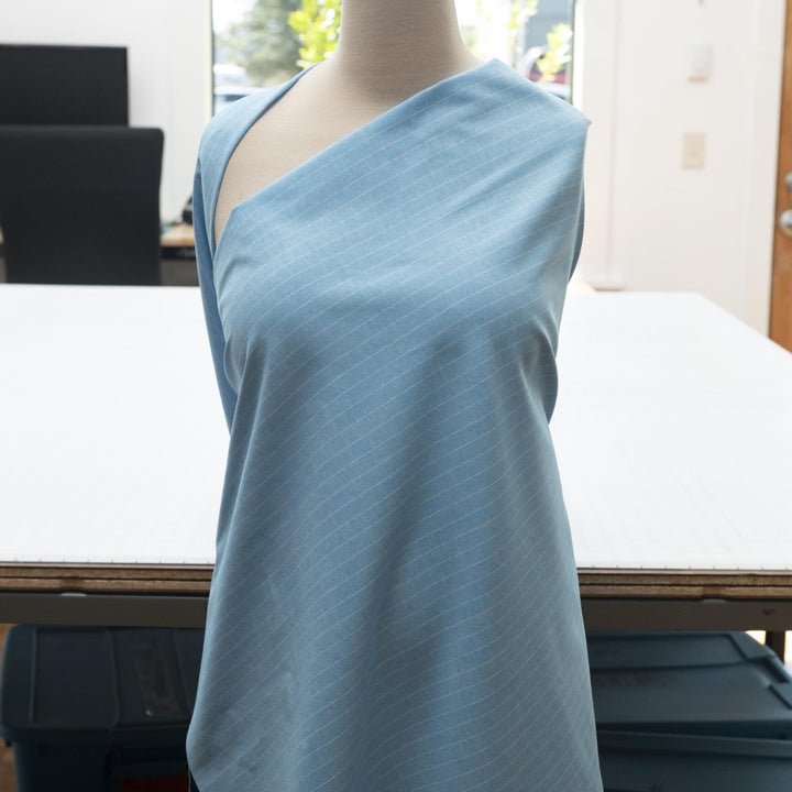 Cotton Chambray Stripes Turquoise – 100% cotton, 57/58 inches wide, lightweight fabric for sewing shirts, dresses, and button-up garments