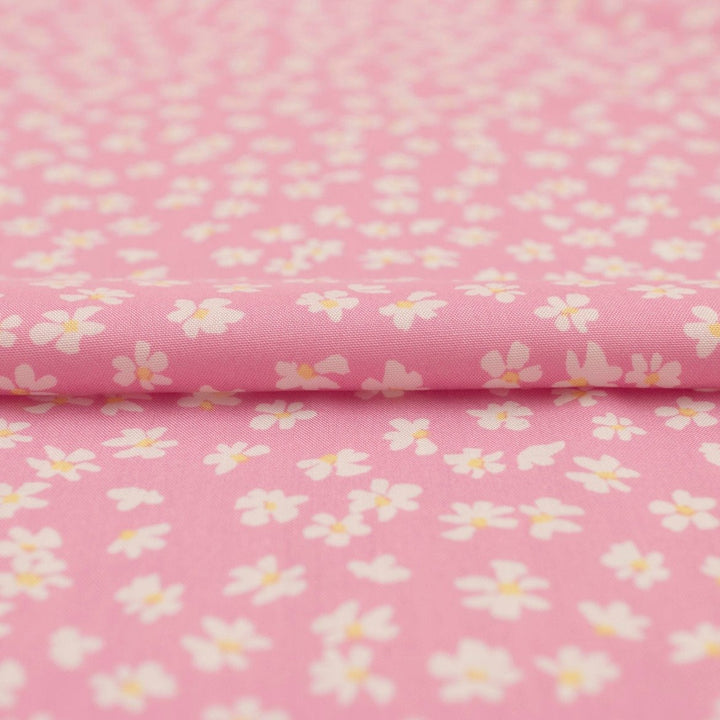 Viscose Challis Pink Petal Bliss fabric – soft lightweight floral textile with elegant drape for dresses and blouses