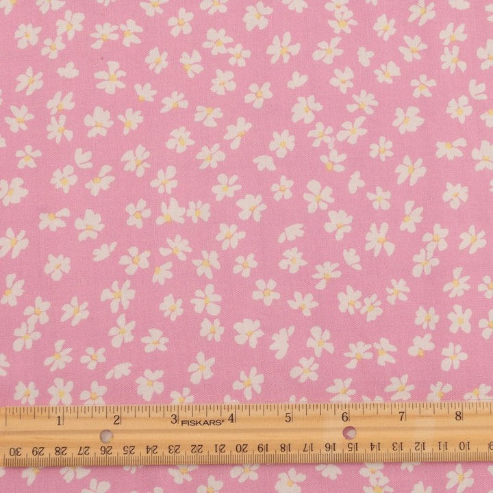 Viscose Challis Pink Petal Bliss fabric – soft lightweight floral textile with elegant drape for dresses and blouses