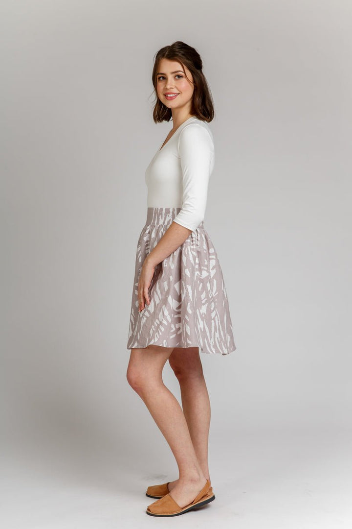 Megan Nielsen - Brumby Skirt sewing pattern with gathered skirt design, deep scoop pockets, exposed zipper, and length variations in sizes 0–20