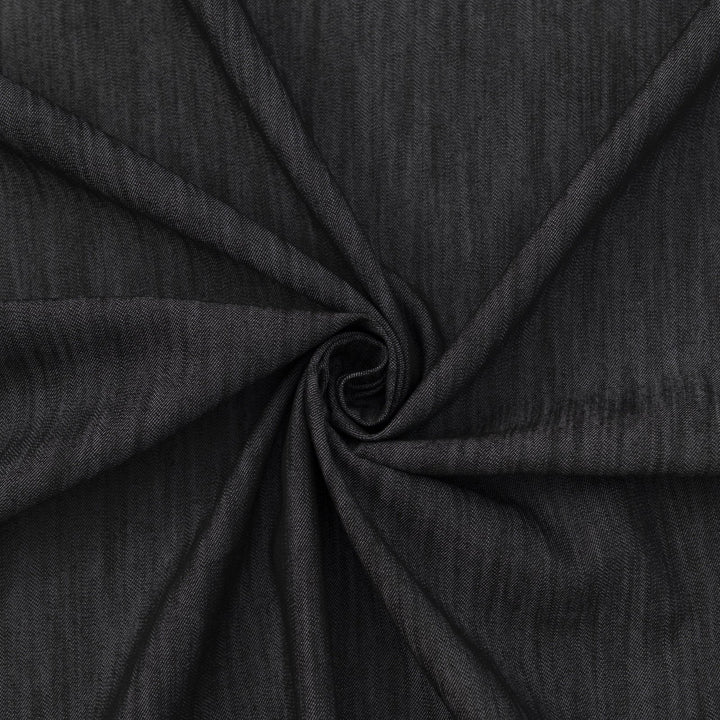 Black Non-Stretch Denim Fabric - 100% Cotton, 56-Inch Wide, Washed Black Deadstock Material for Tailored Pants & Blazers