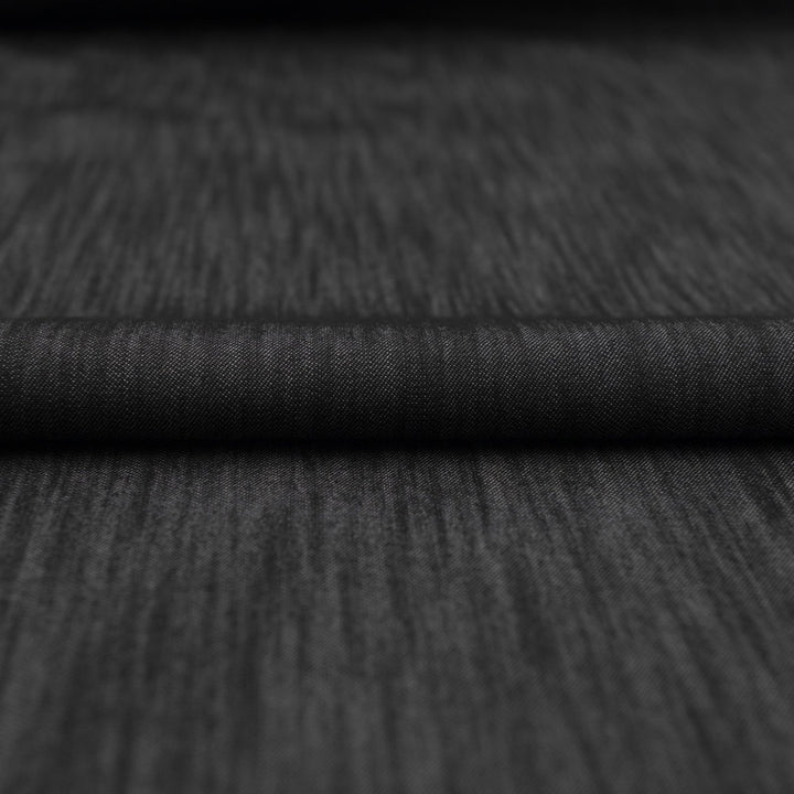 Black Non-Stretch Denim Fabric - 100% Cotton, 56-Inch Wide, Washed Black Deadstock Material for Tailored Pants & Blazers