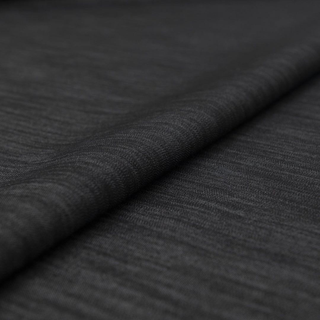 Black Non-Stretch Denim Fabric - 100% Cotton, 56-Inch Wide, Washed Black Deadstock Material for Tailored Pants & Blazers