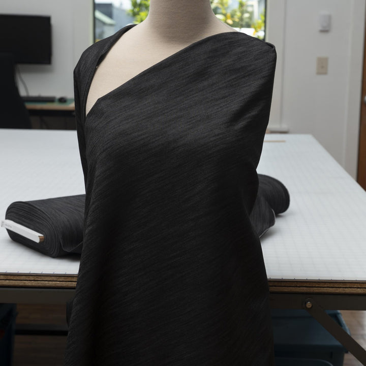 Black Non-Stretch Denim Fabric - 100% Cotton, 56-Inch Wide, Washed Black Deadstock Material for Tailored Pants & Blazers