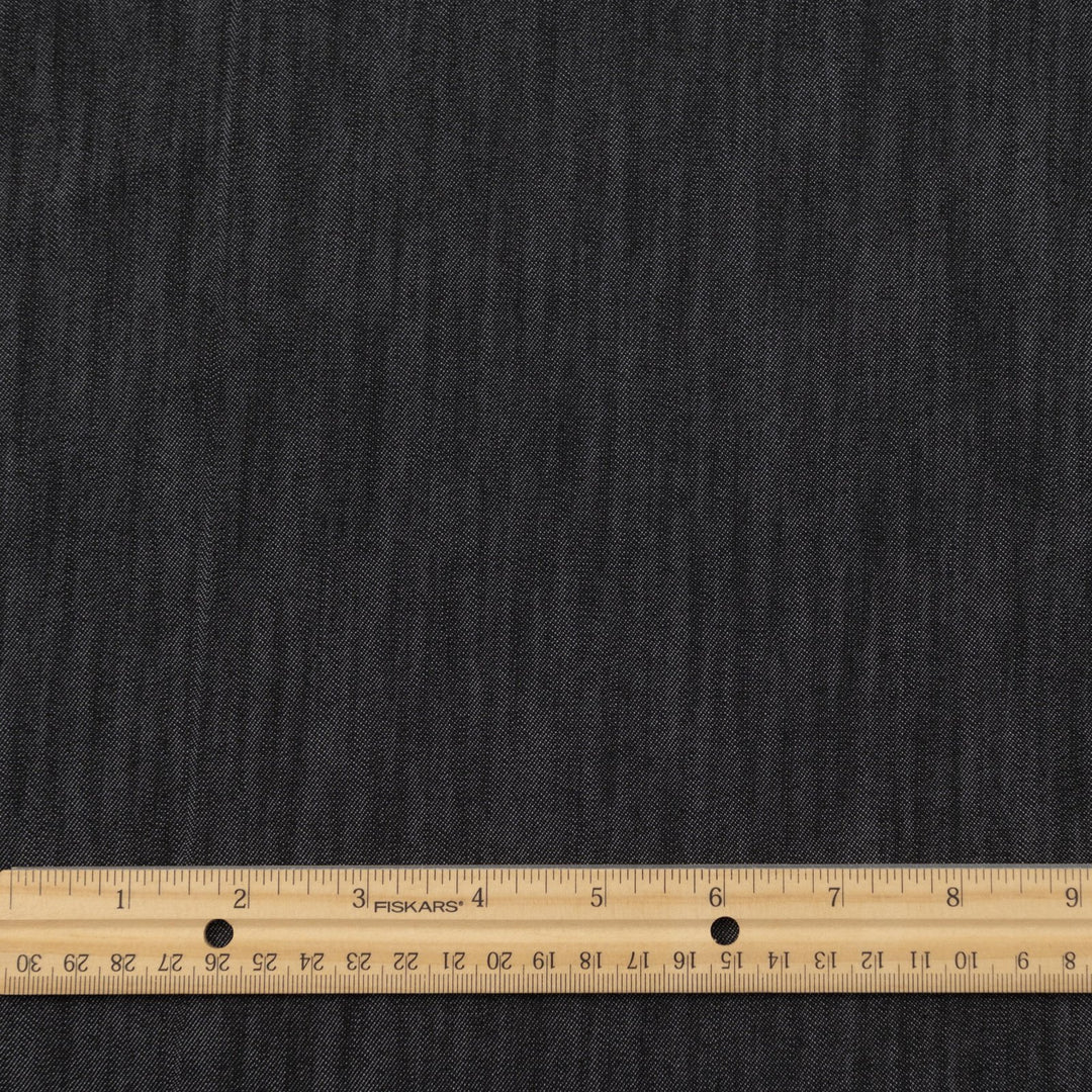 Black Non-Stretch Denim Fabric - 100% Cotton, 56-Inch Wide, Washed Black Deadstock Material for Tailored Pants & Blazers