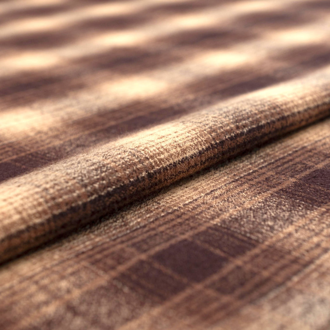 Brown plaid cotton flannel fabric - soft brushed textile for shirts and winter pajamas