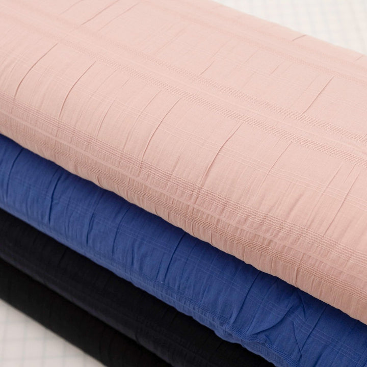Isabel Crinkle Strata Cotton Fabric in Rose with Crinkled Stripes