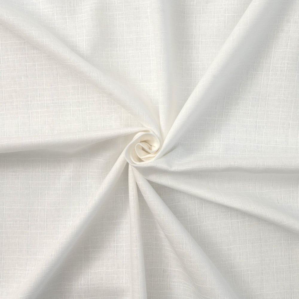 Japanese Dobby Solid White cotton fabric with subtle textured weave