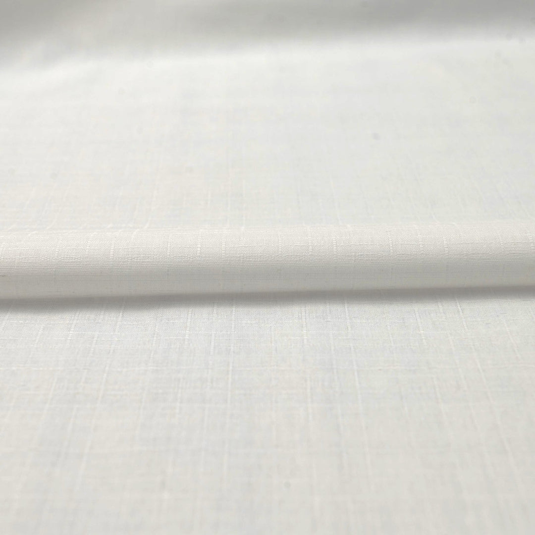 Japanese Dobby Solid White cotton fabric with subtle textured weave