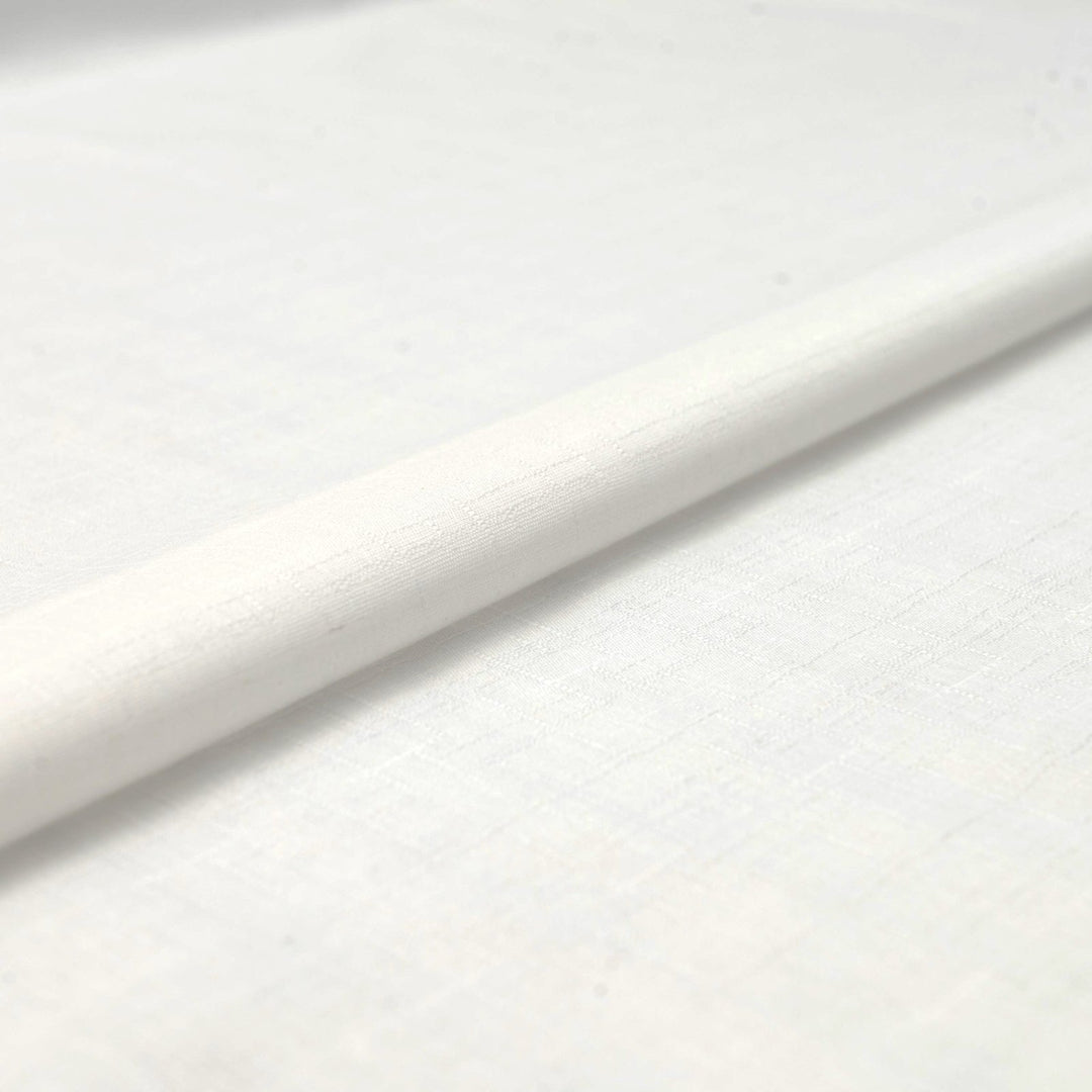 Japanese Dobby Solid White cotton fabric with subtle textured weave