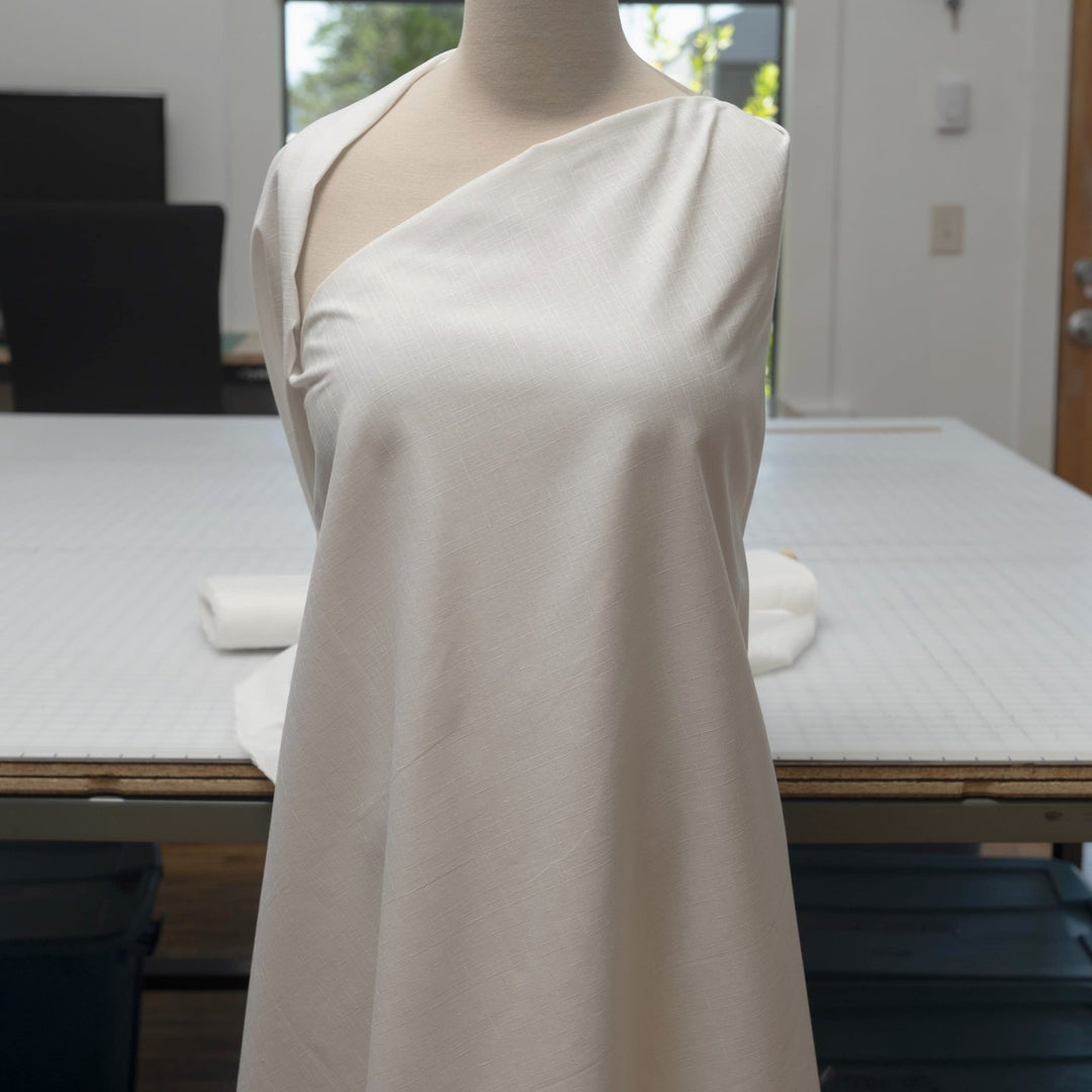 Japanese Dobby Solid White cotton fabric with subtle textured weave