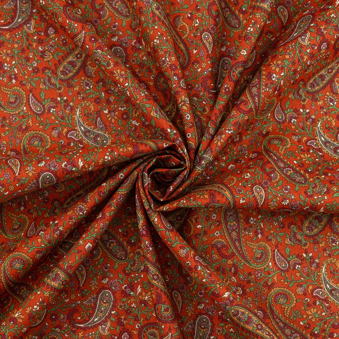 Japanese Cotton Fabric Tonal Paisley Scatter Rust by Kokka