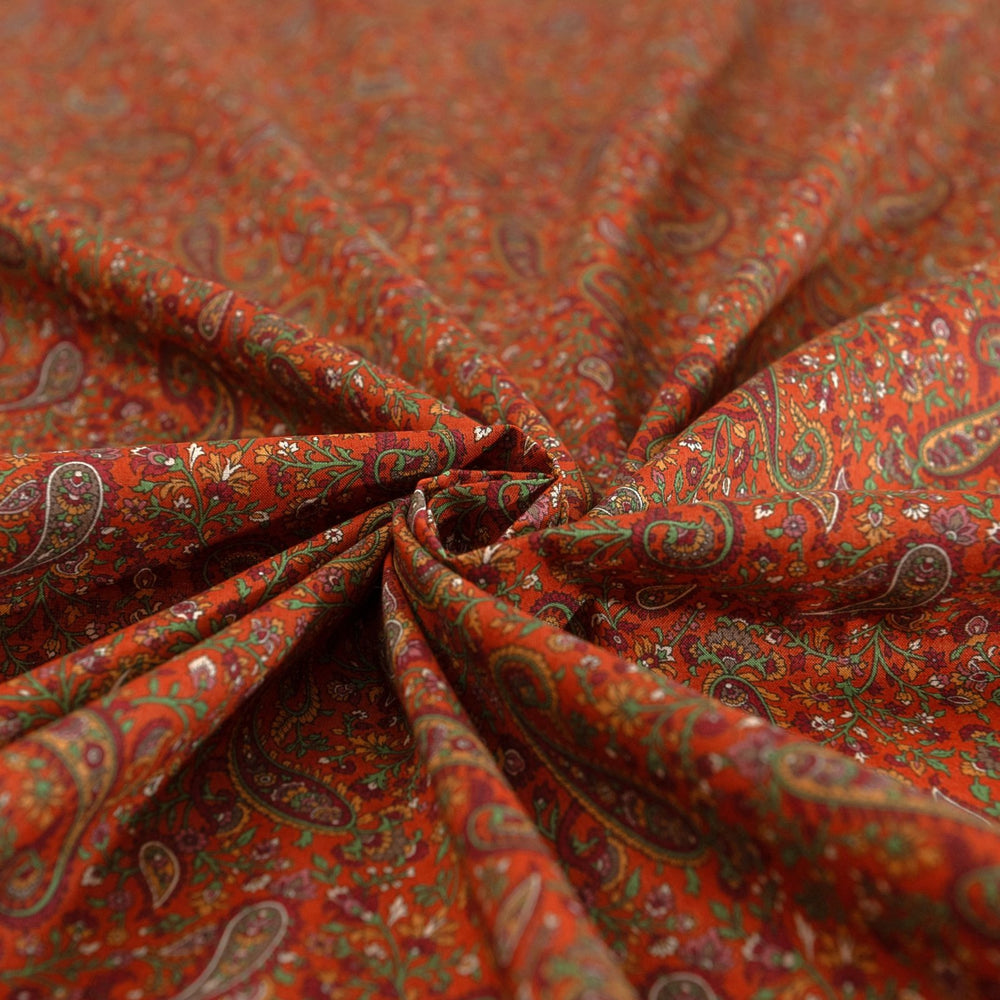 Japanese Cotton Fabric Tonal Paisley Scatter Rust by Kokka