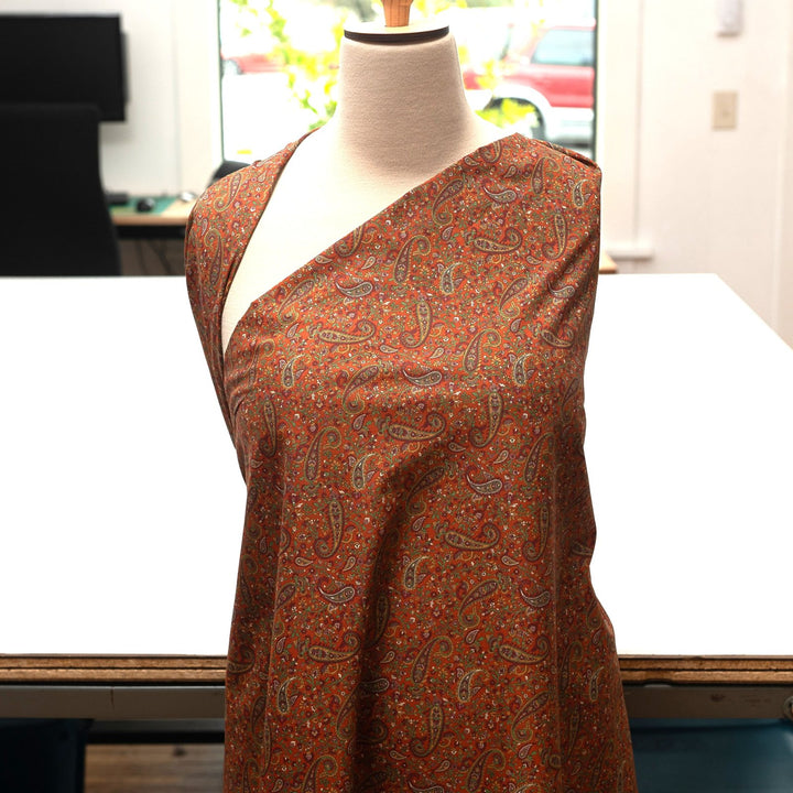 Japanese Cotton Fabric Tonal Paisley Scatter Rust by Kokka