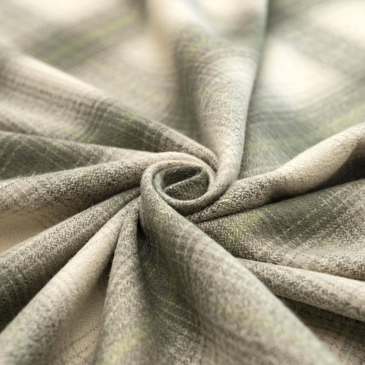 Sage green plaid cotton flannel fabric - soft brushed textile for shirts and pajamas