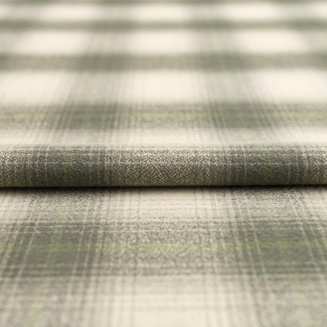 Sage green plaid cotton flannel fabric - soft brushed textile for shirts and pajamas