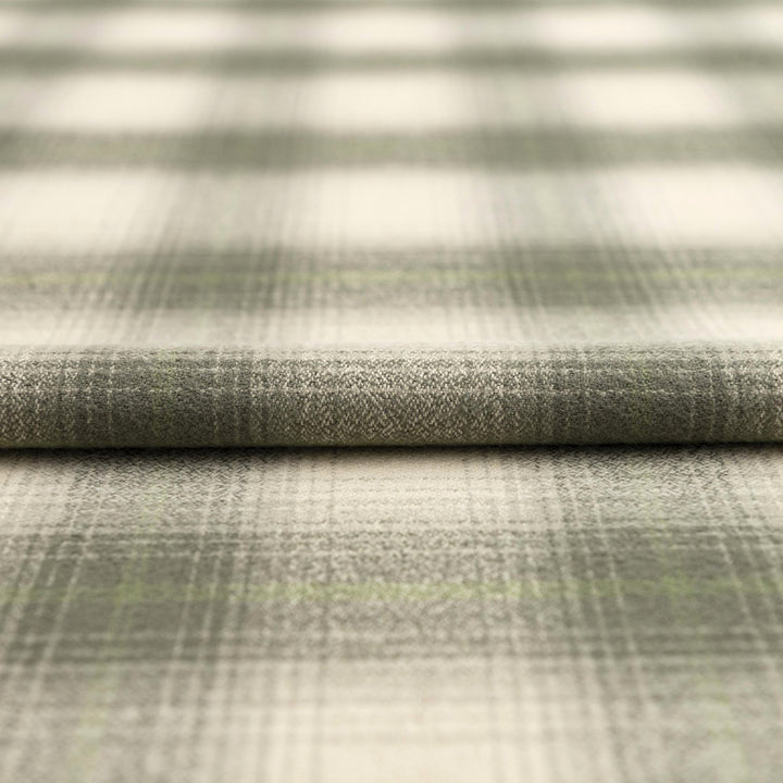 Sage green plaid cotton flannel fabric - soft brushed textile for shirts and pajamas
