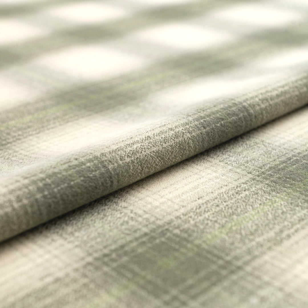 Sage green plaid cotton flannel fabric - soft brushed textile for shirts and pajamas