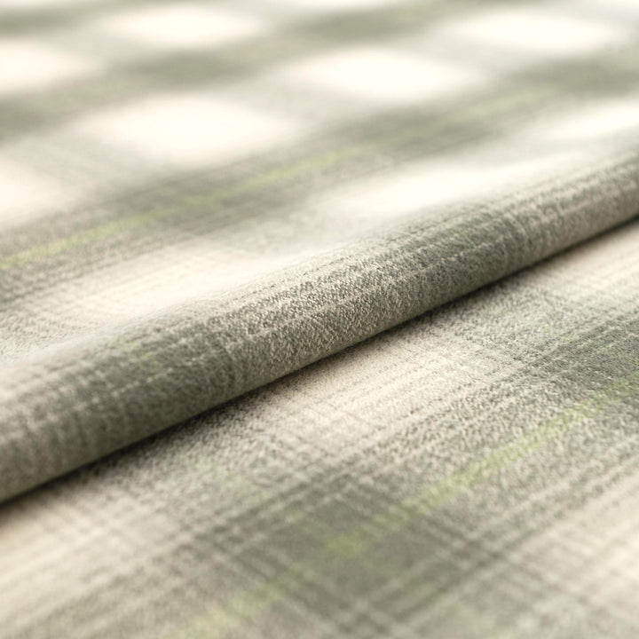 Sage green plaid cotton flannel fabric - soft brushed textile for shirts and pajamas