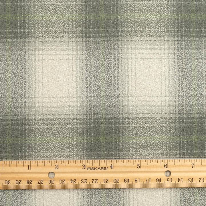 Sage green plaid cotton flannel fabric - soft brushed textile for shirts and pajamas