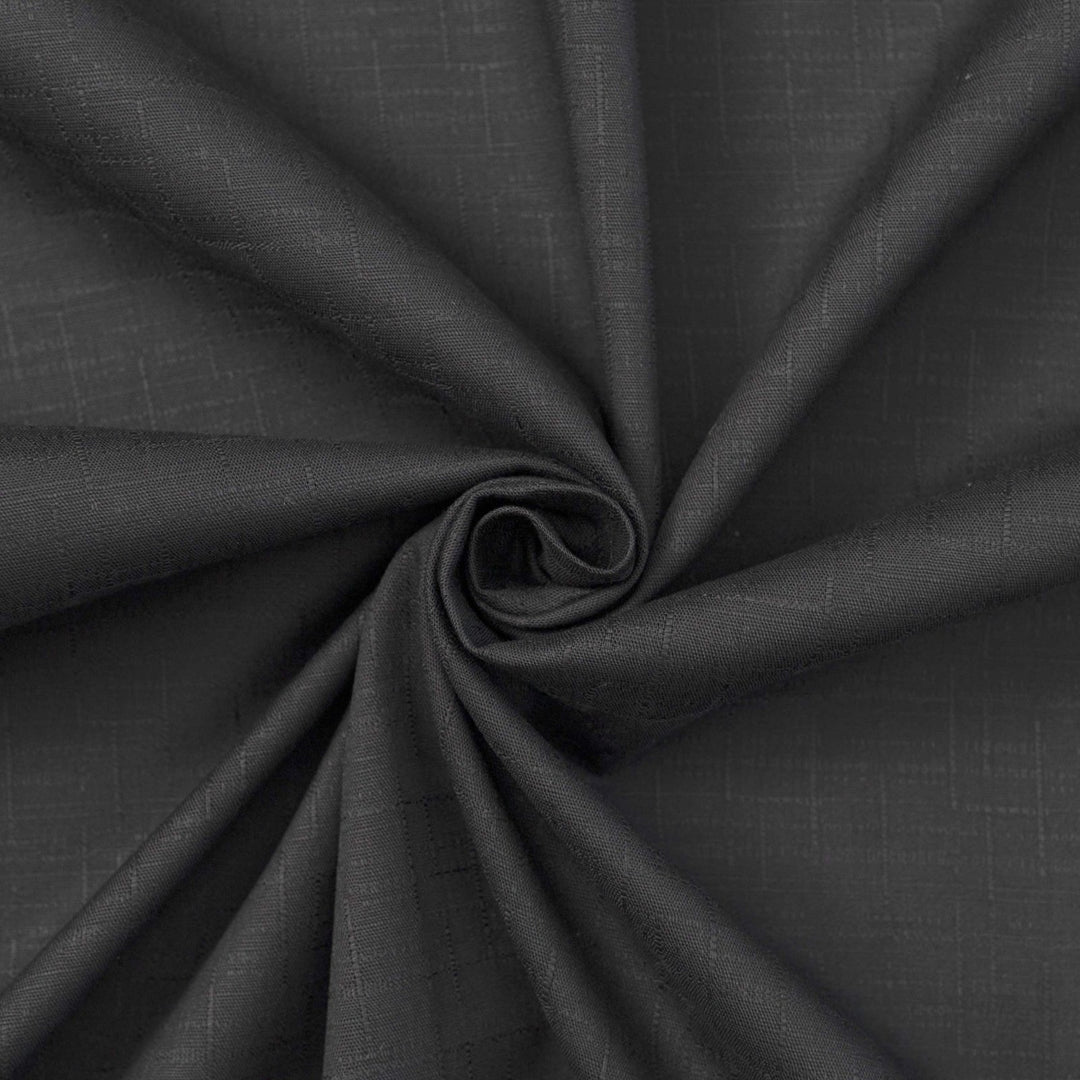 Japanese Dobby Solid Black cotton fabric with subtle textured weave