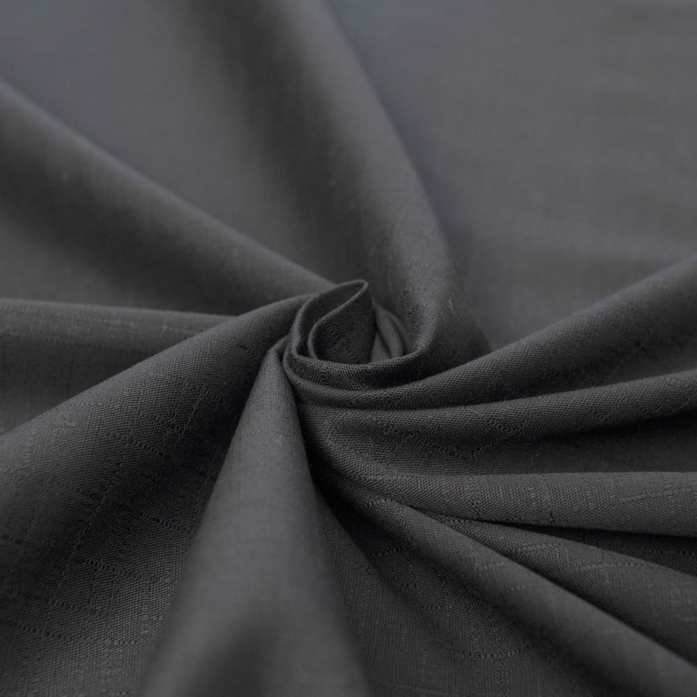 Japanese Dobby Solid Black cotton fabric with subtle textured weave