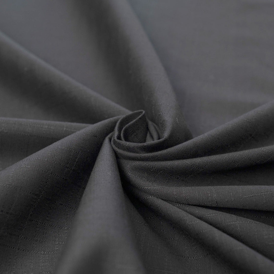Japanese Dobby Solid Black cotton fabric with subtle textured weave
