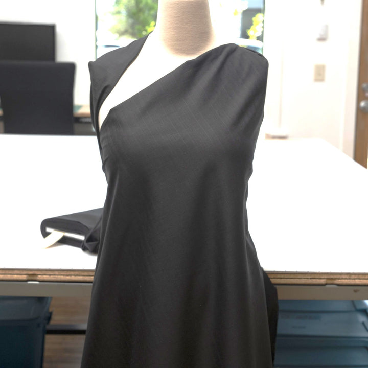 Japanese Dobby Solid Black cotton fabric with subtle textured weave