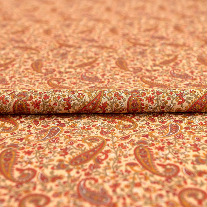 Japanese Cotton Tonal Paisley Scatter in Tan by Kokka – Soft, breathable 100% cotton fabric for sewing.