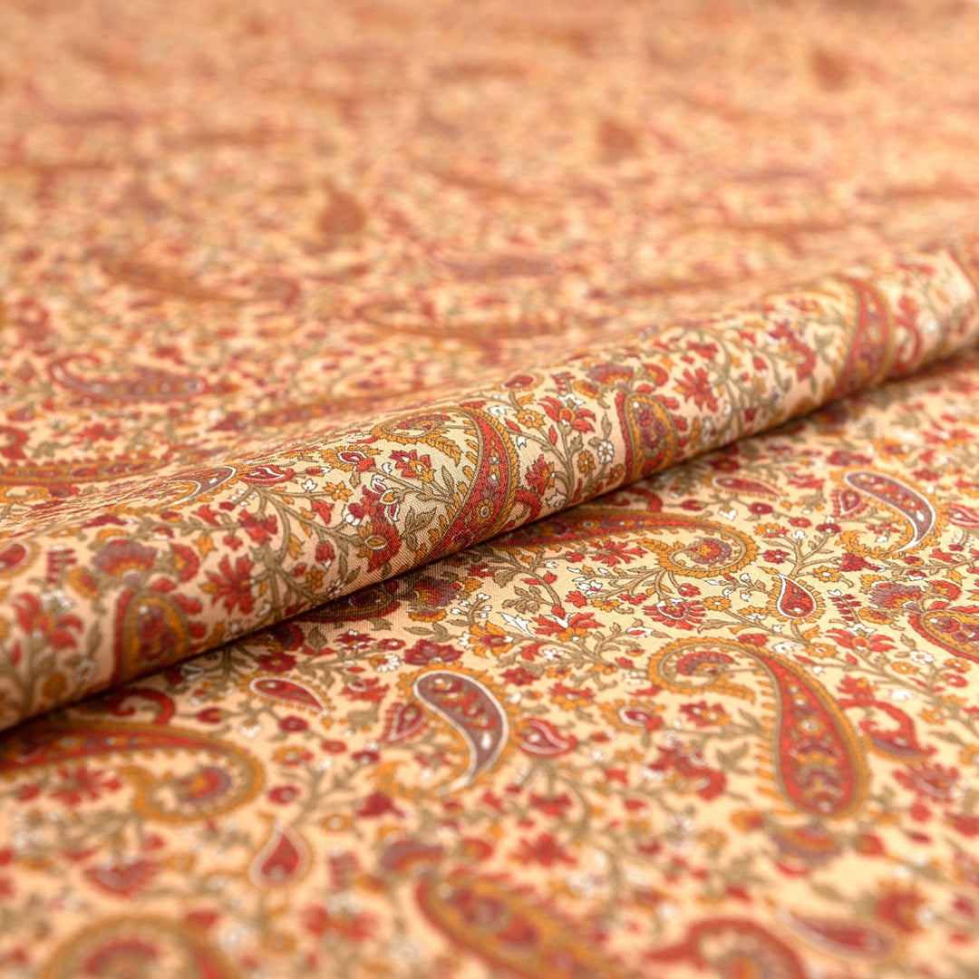 Japanese Cotton Tonal Paisley Scatter in Tan by Kokka – Soft, breathable 100% cotton fabric for sewing.