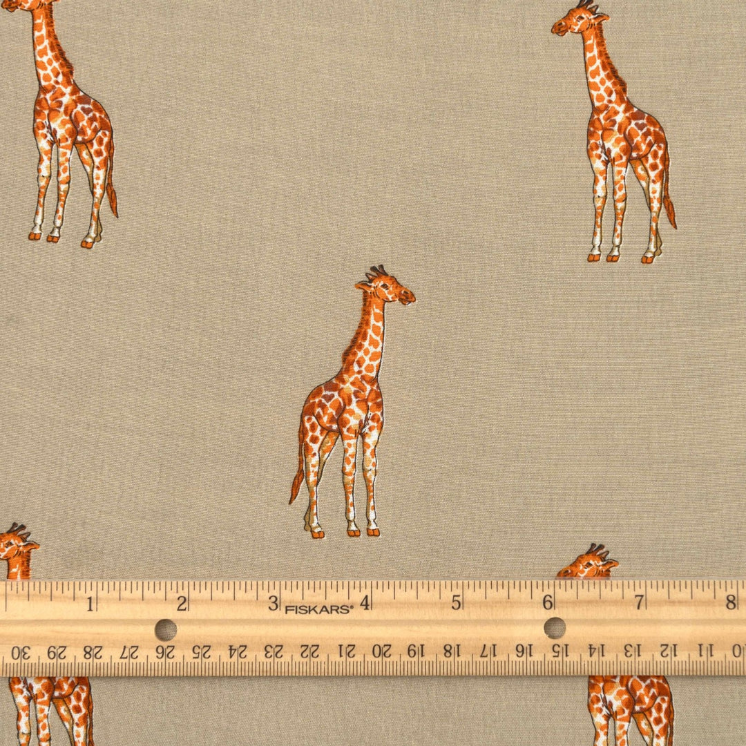 Viscose Crepe Fabric Giraffe Print on Tan Background – Flowing Dress Material
