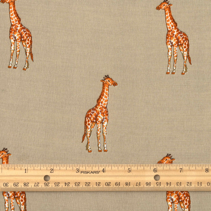 Viscose Crepe Fabric Giraffe Print on Tan Background – Flowing Dress Material