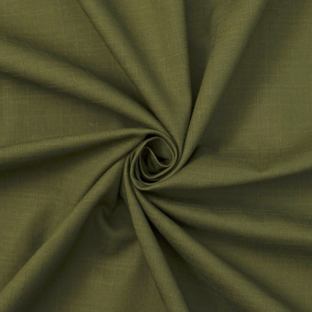 Japanese Dobby Solid Olive cotton fabric with subtle textured weave
