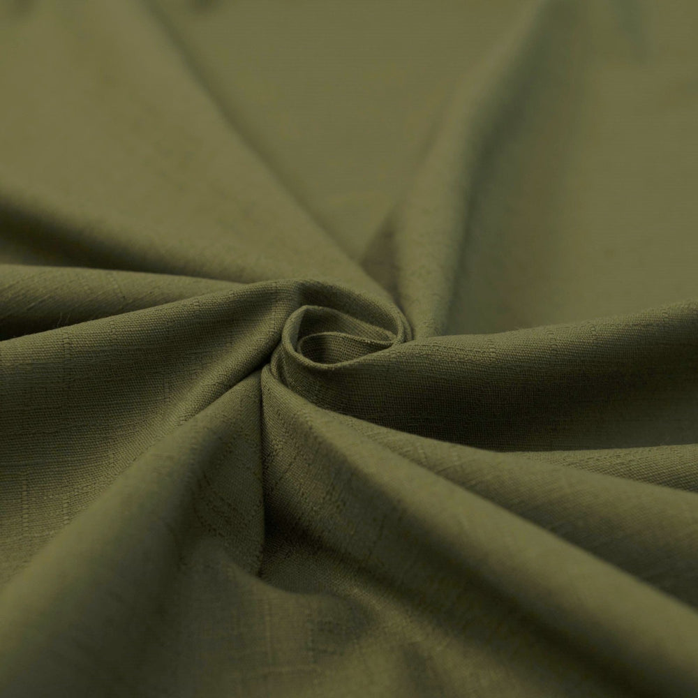 Japanese Dobby Solid Olive cotton fabric with subtle textured weave