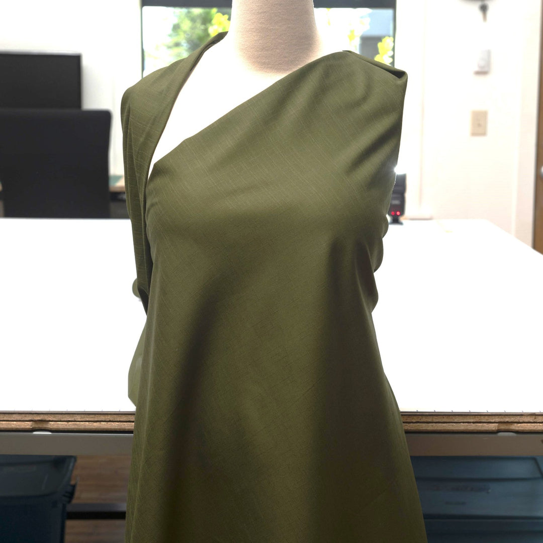 Japanese Dobby Solid Olive cotton fabric with subtle textured weave