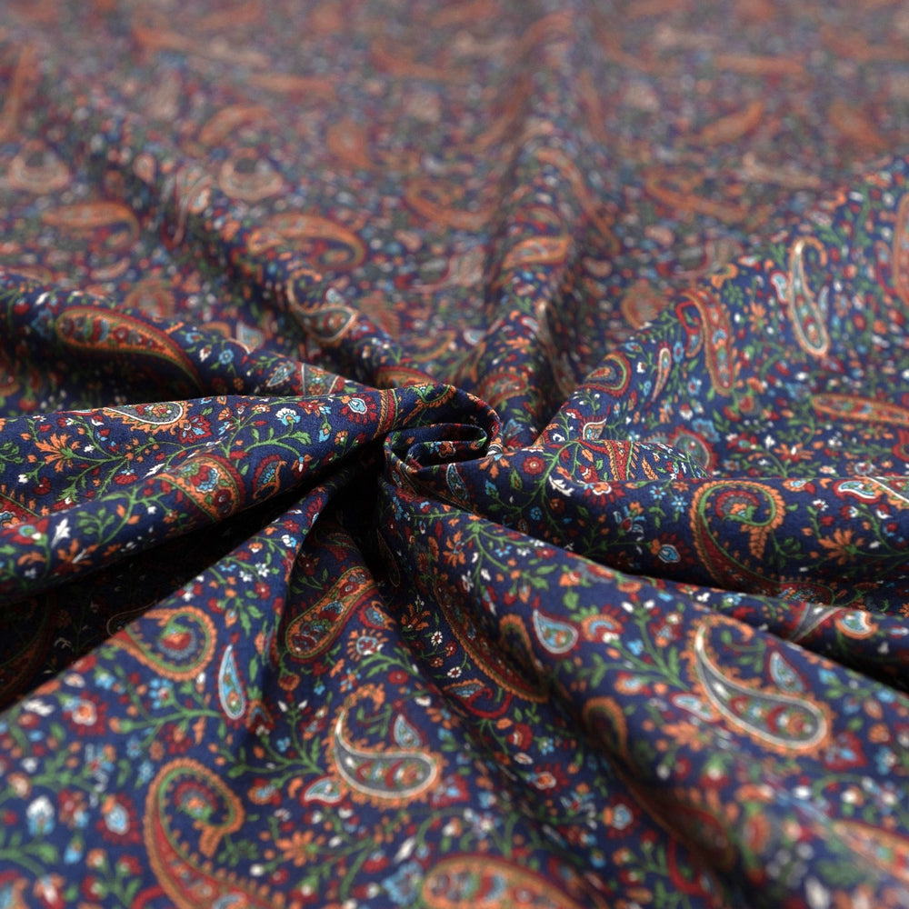 Japanese Cotton Fabric Tonal Paisley Scatter Navy by Kokka