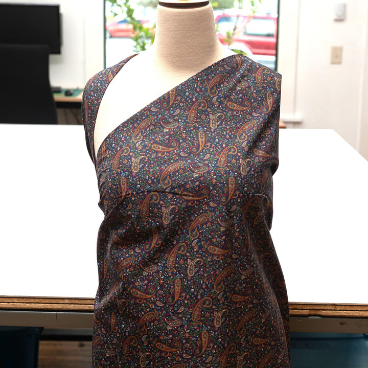 Japanese Cotton Fabric Tonal Paisley Scatter Navy by Kokka