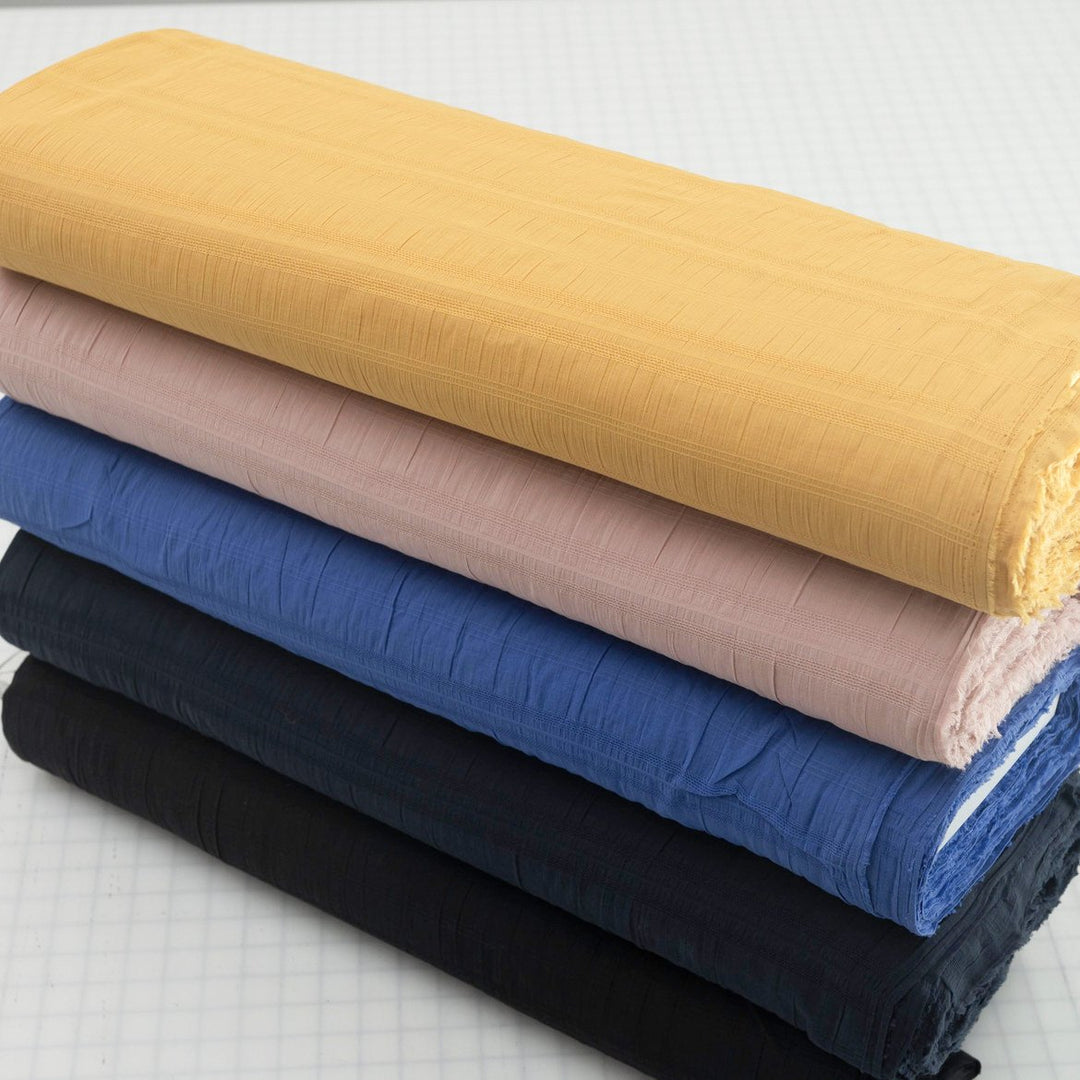 Isabel Crinkle Strata Cotton Fabric in Navy