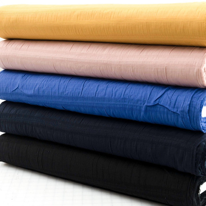 Isabel Crinkle Strata Cotton Fabric in Navy