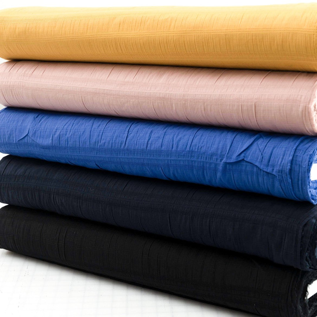 Isabel Crinkle Strata Cotton Fabric in Black